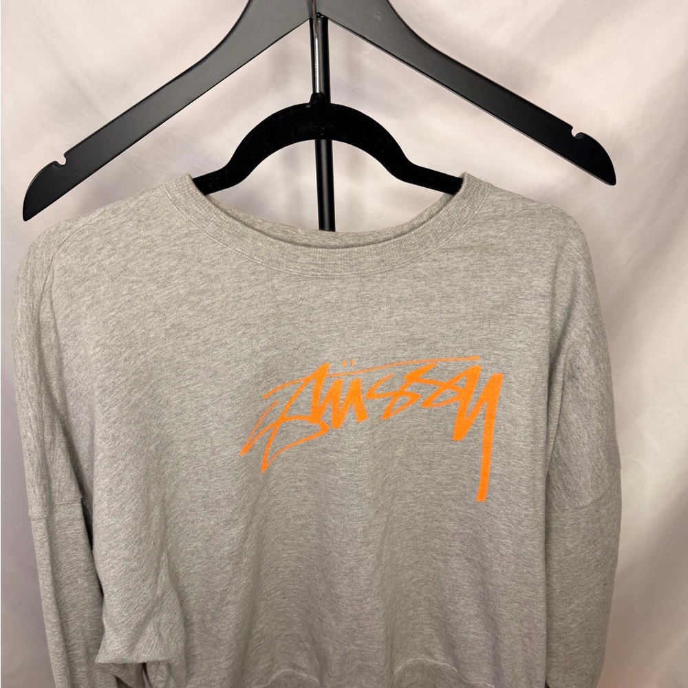 Stüssy Gray Crewneck Sweatshirt – Neon Logo